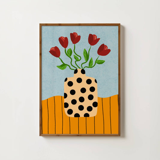 Colour Bloom No.8 : Red Tulip Polka Dot Print