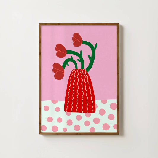 Colour Bloom No.6 : Cherry Red Roses Print