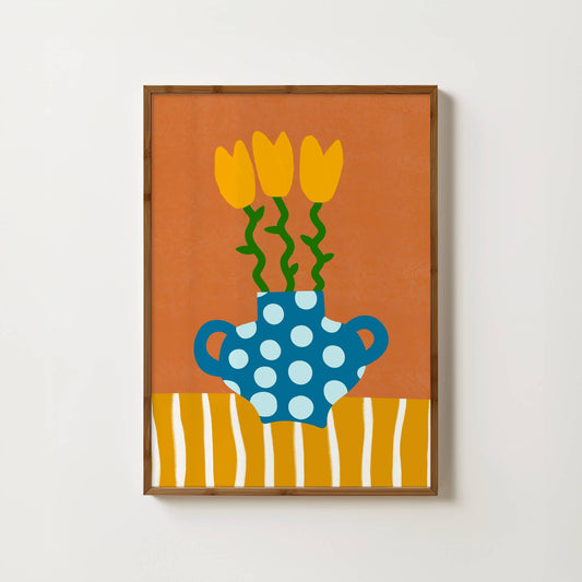 Colour Bloom No.5 : Yellow Tulip Polka Dot Print