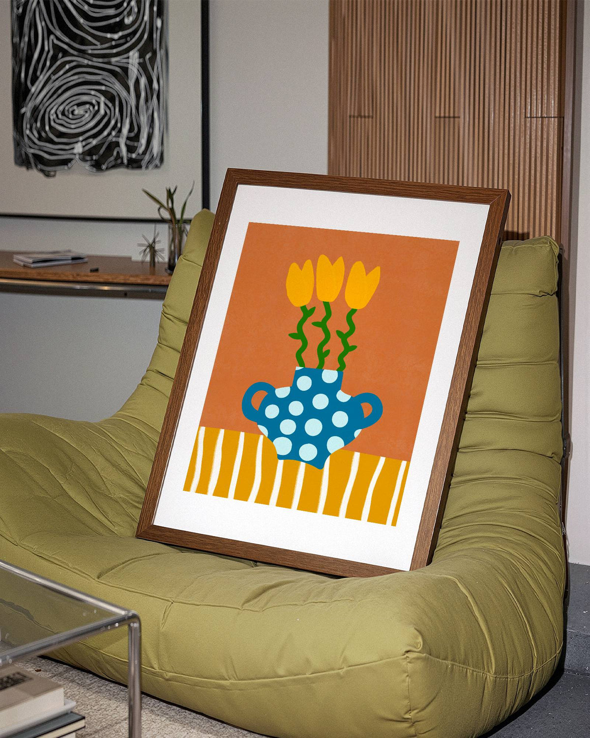 Colour Bloom No.5 : Yellow Tulip Polka Dot Print