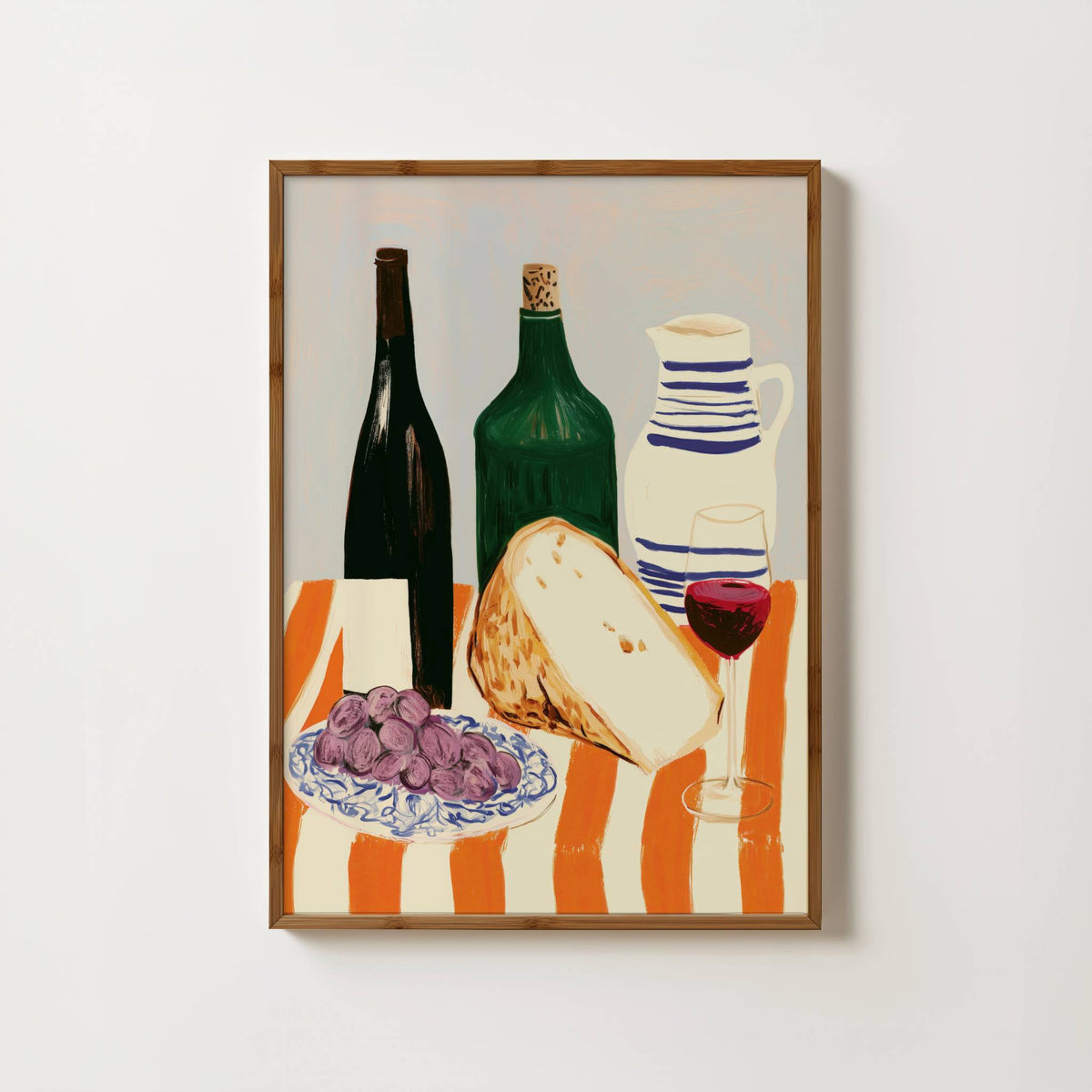 Wine On Orange Stripes Print