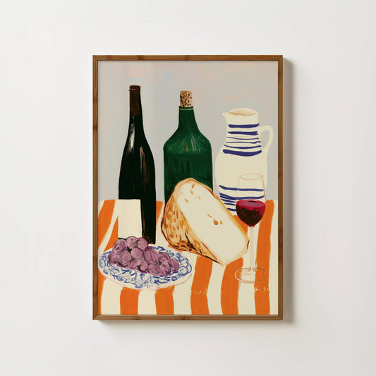 Wine On Orange Stripes Print