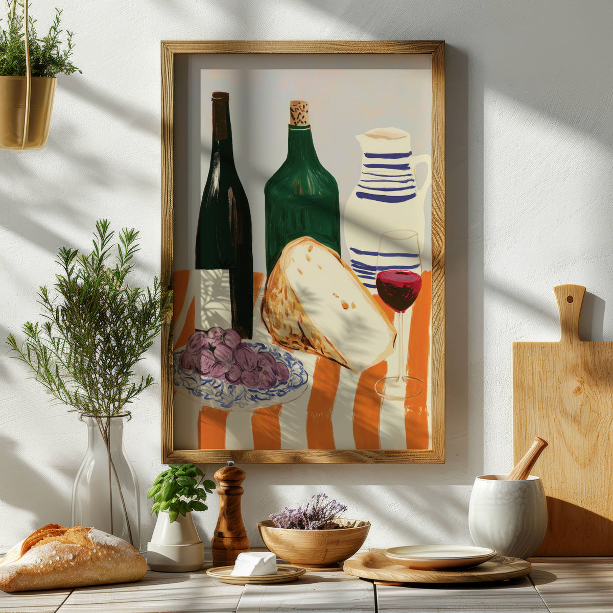 Wine On Orange Stripes Print