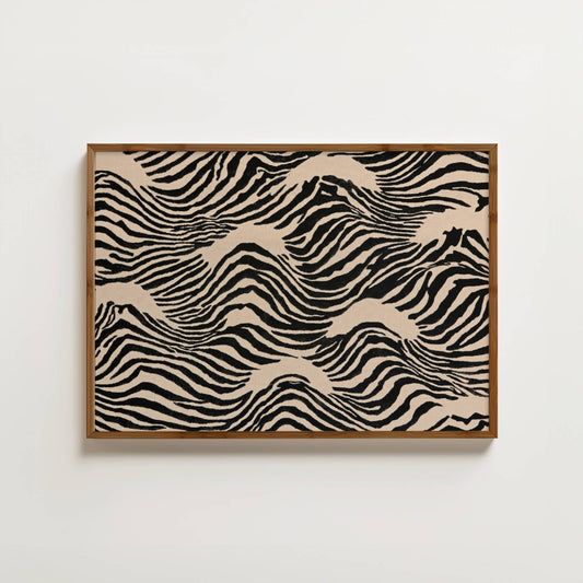 Monochrome Wave Textile Print